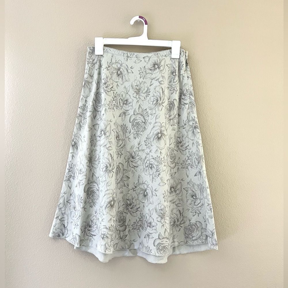J. Jill 100% Linen Floral Print A Line Skirt